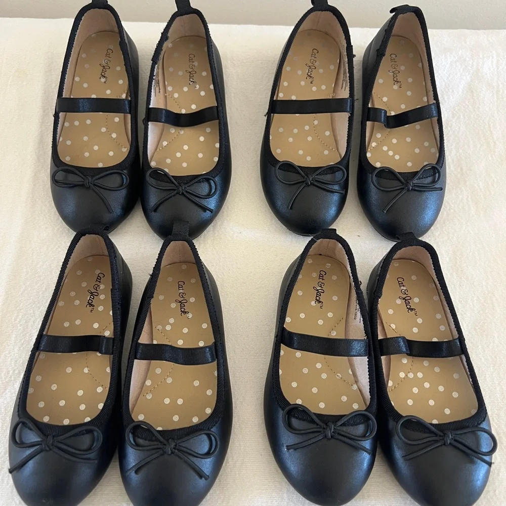 Cat & Jack Black Kids Dress Shoes with Bow